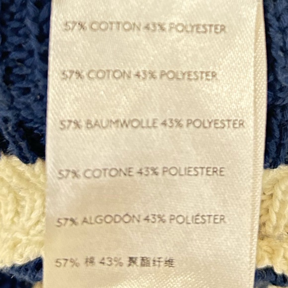 Free People navy Blue & Cream high Tide Striped Cardigan oversized cotton sz xs - Picture 14 of 14